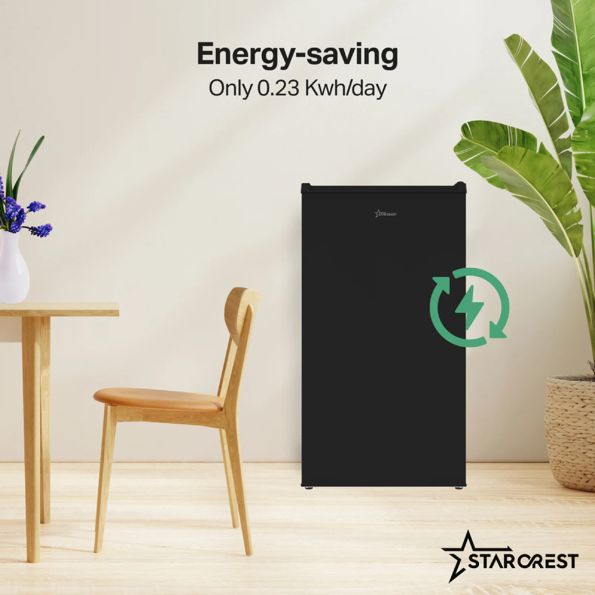 STARCREST SF-83BK-E Μονόπορτο Ψυγείο με Καταψύκτη, Μαύρο product image  | image 4