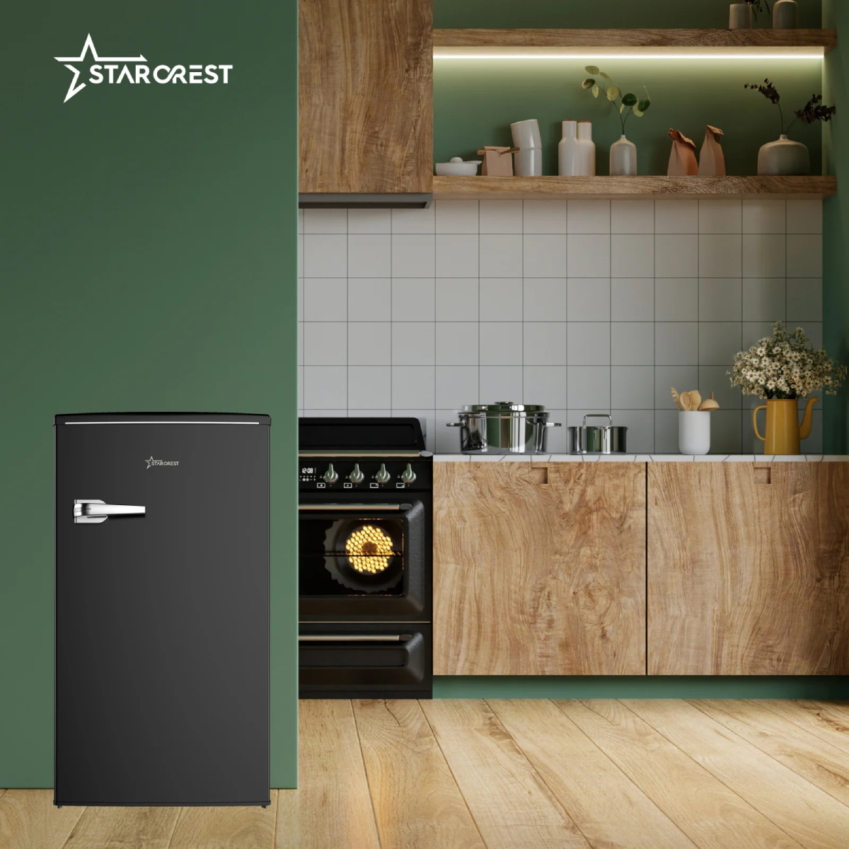 STARCREST SRF-86BK Vintage Μονόπορτο Ψυγείο, Μαύρο product image  | image 5