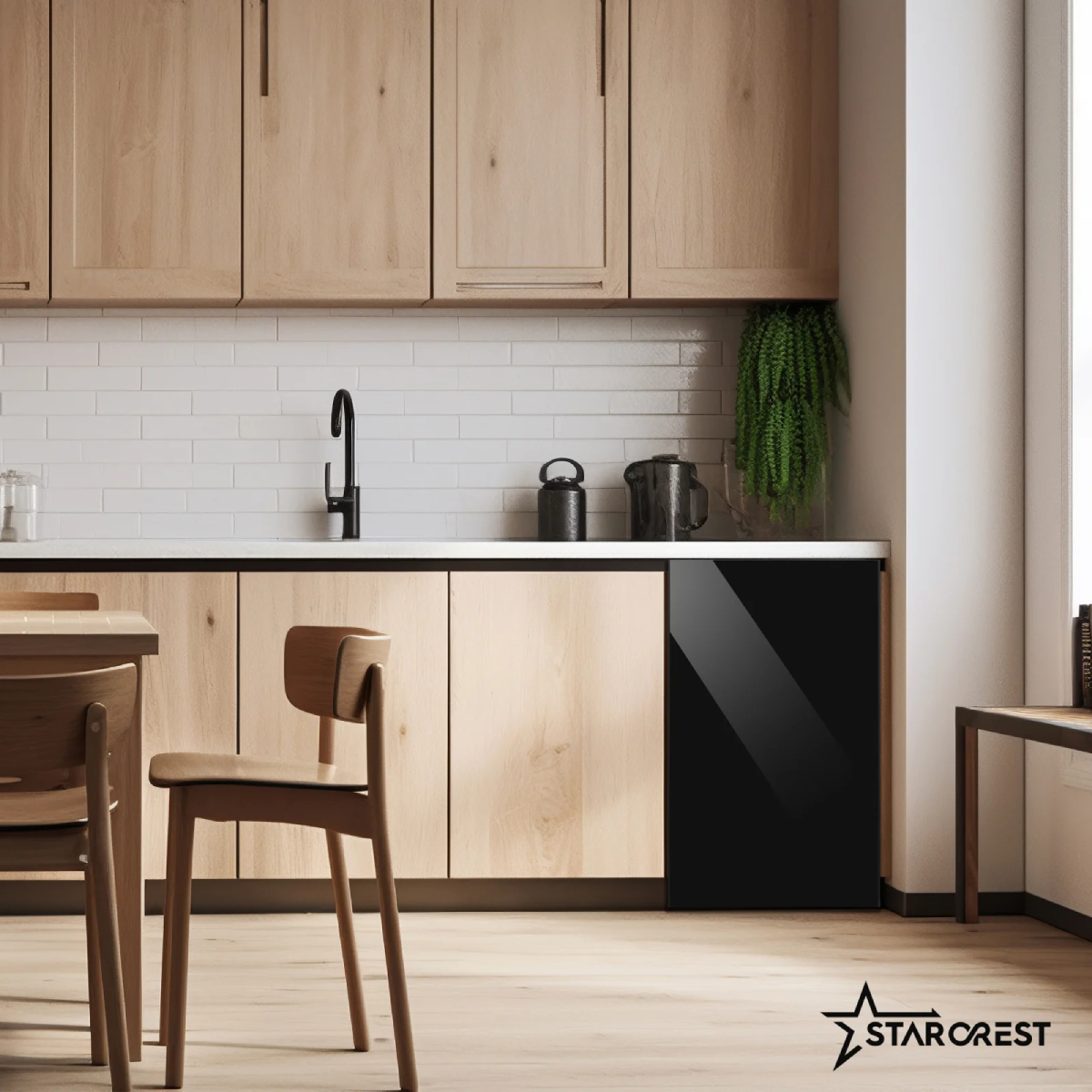 STARCREST SF-91GLS-BKE Μονόπορτο Ψυγείο με Καταψύκτη, Μαύρο Γυαλί product image  | image 6